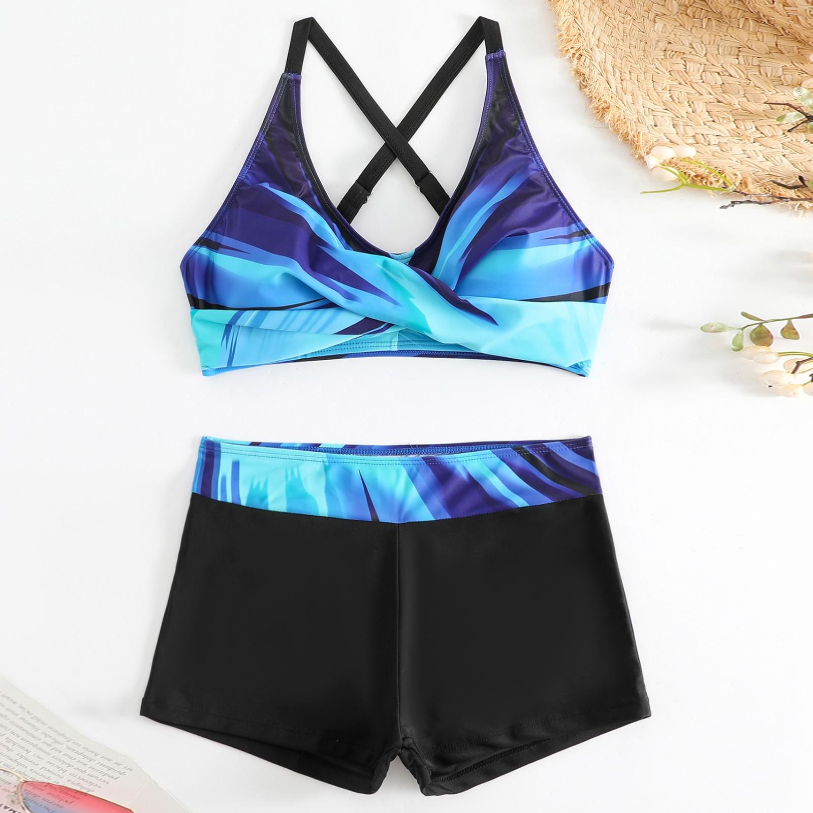 

Женский раздельный модный сексуальный купальник-бикини с принтом и подкладкой для груди без стальных скобок XXL