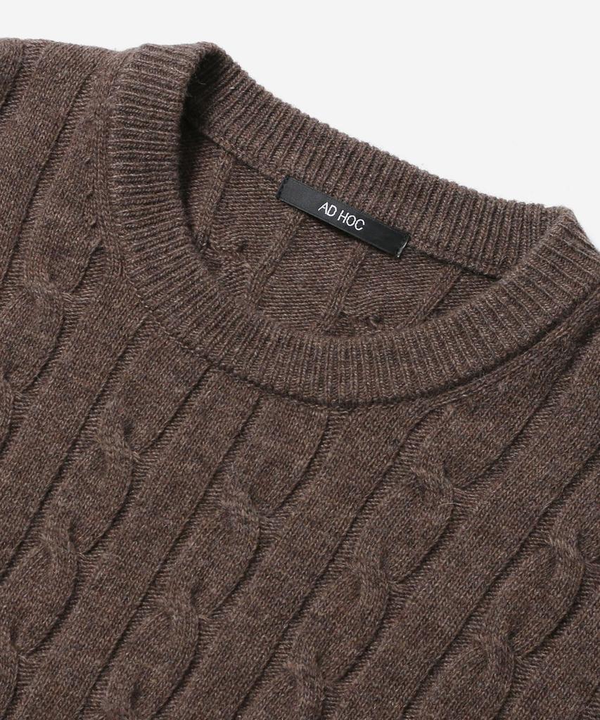 ADHOC Men'S Round Neck Cable Knit (Brown) (Hcalka1)