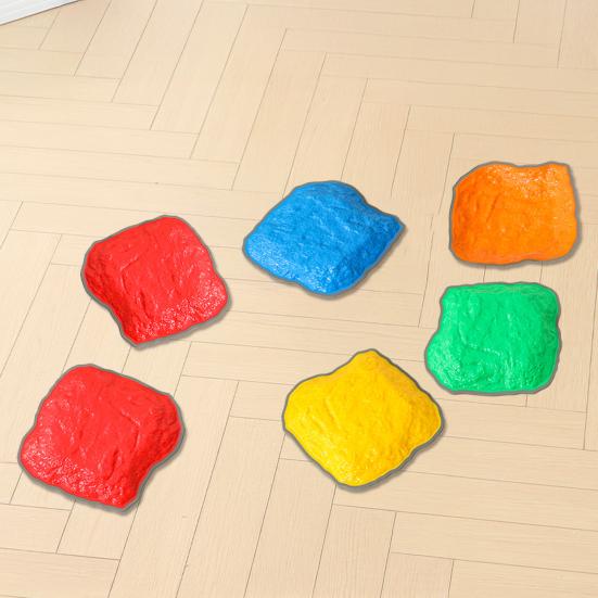 6Pcs Kids Textured Stepping Stone Non-slip Kindergarten Toddlers Educational Focus Balance Coordination Training River Bridge Stone Sensory Toy