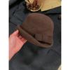 Curly Wool Bow Top Hat for Women Winter French Dome Gold Hat Showing Face Small Fisherman Hat Basin Hat