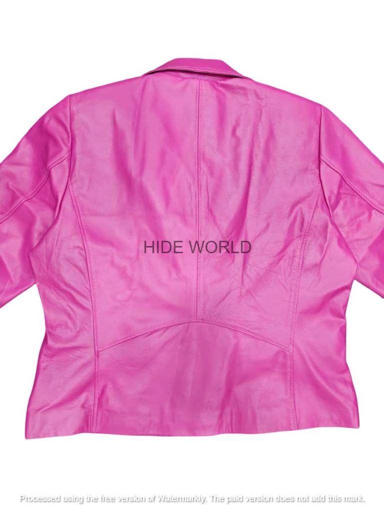Women's Jacket Pink Handmade Leather Lambskin Stylish Casual Fashionable Motorcycle Wear