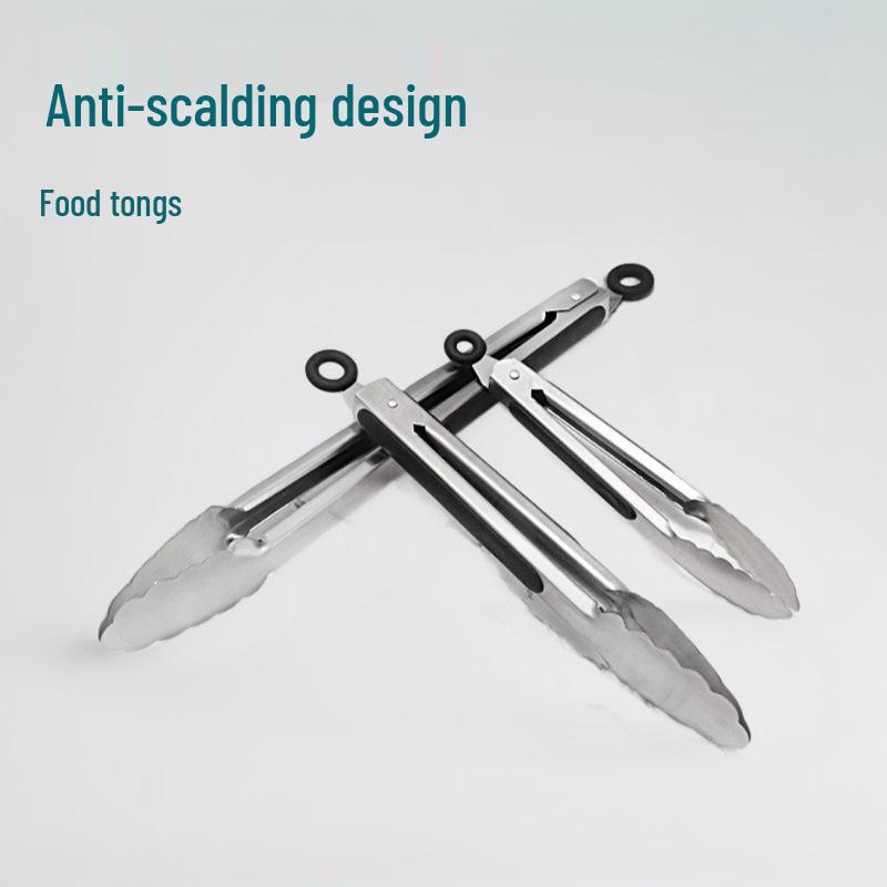 

Stainless Steel High-Temp Food Grade Tongs: Multi-functional BBQ, Grilling, Kitchen Tool 7-inch червоний