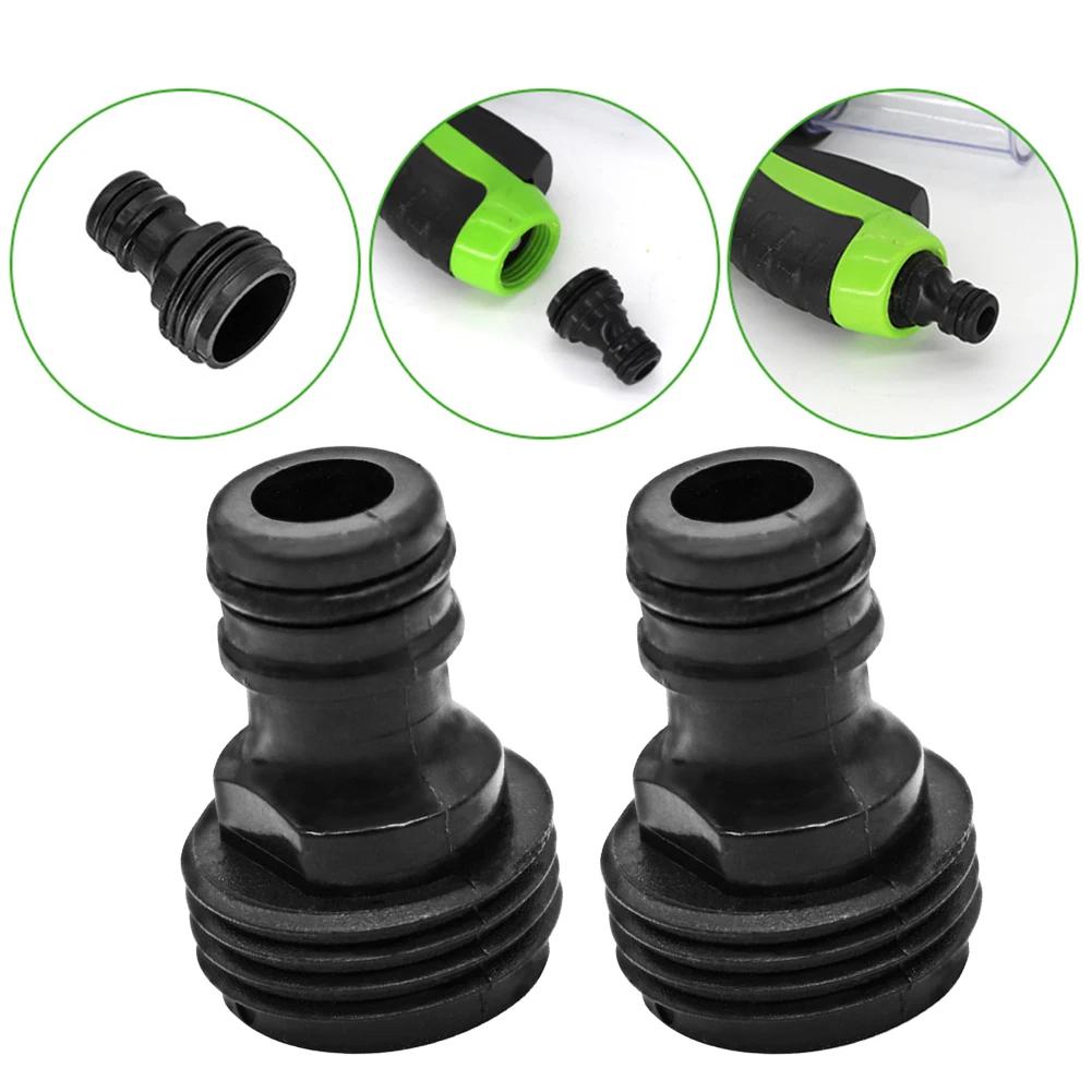 High Quality Practical Brand New Thread Connector Tap Adaptor 2 Pcs Black For Garden Water Hose Outer Threaded Plastic