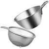 1Set Mesh Strainers for Kitchen Stainless Steel Rice Colander with Matching Basin Drain Fast No Burr Smooth Edge Design