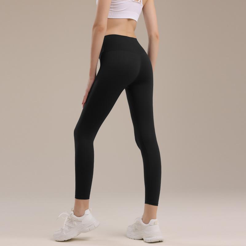 Women's sports yoga pants, autumn fitness, high-waisted, seamless tight pants, bare-feel tummy control, hip-lifting yoga cropped pants
