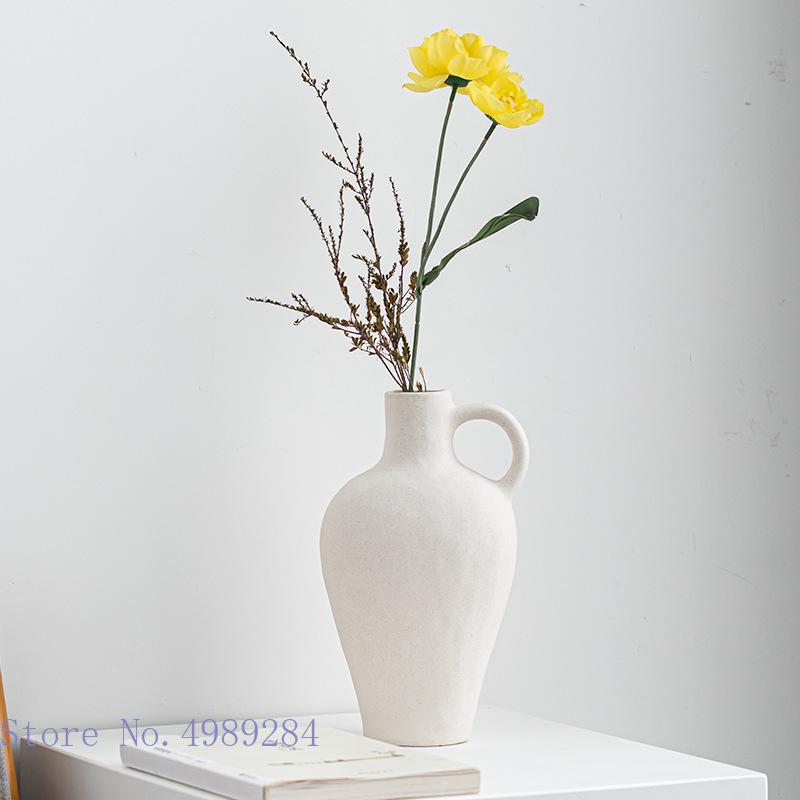 Keramická váza Matná Ručne vyrábané keramické výrobky Aranžovanie kvetov Hydroponické príslušenstvo Vintage biela váza na kvety Domáca dekorácia