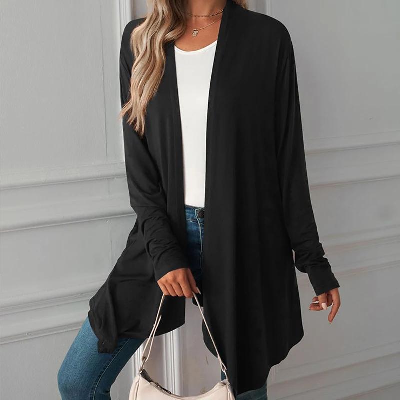 Cardigan Sottile Lungo da Donna Autunno Estate Maglione Cardigan Femminile Manica Lunga Cappotto Giacca Sciarpa Casual da Donna Capospalla