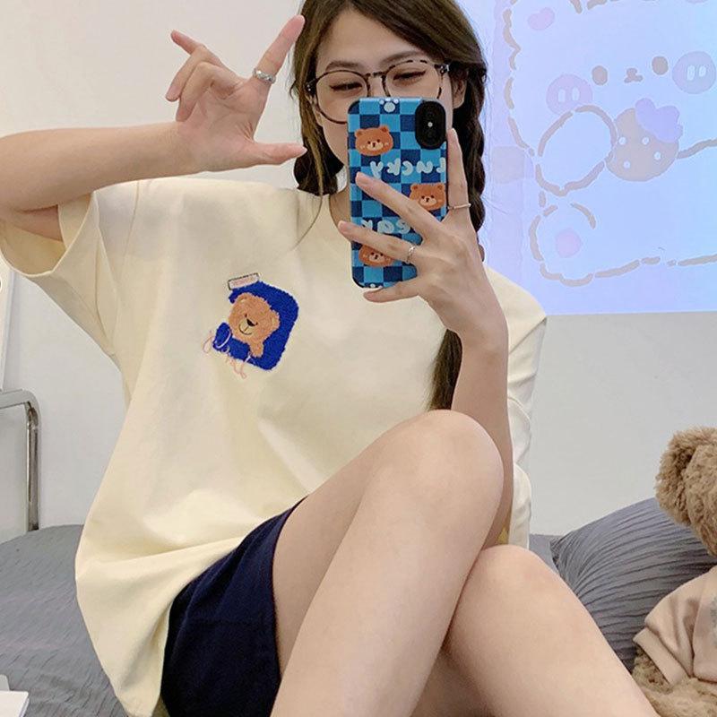 Factory Women's Pajamas Summer Cotton Short-sleeved Shorts Set New Year's Simple Casual Thin Loungewear
