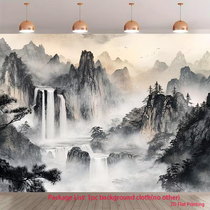

2D Chinese Ink Mountain Backdrop for Traditional & Zen Themed Photoshoot 47.2x31.5inch/120*80cm