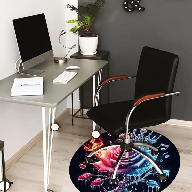 

1pc Office Carpet Chair Mats Flaming Ice Rose with Crown Perfect for Decorating Office Chairs, Living Rooms, Or Bedrooms.YDT270 80cm by 80cm