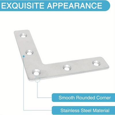 L-Shaped Frame Brackets, 8.2 X 8.2 Cm Right Angle Supports with 40 Screws Included - Durable 201 Stainless Steel for Wood & Metal Projects