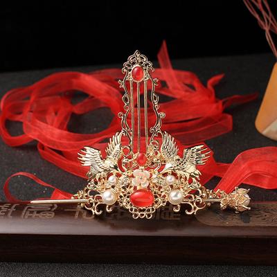 Ancient Style Hanfu Hair Pin Women Girls Exquisite Retro Alloy Gem Crane Hair Fork Chinese Style Simple Hairstyle Design Tool