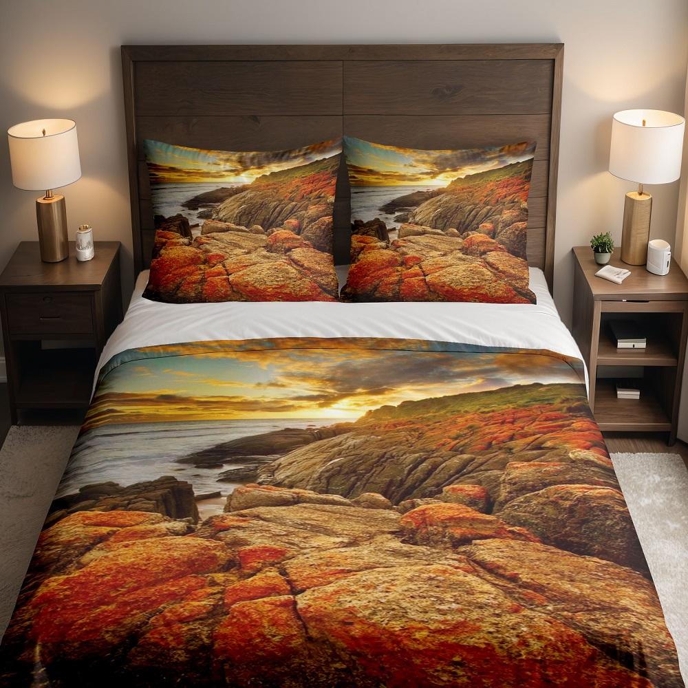 

Big Coral Reef Duvet Cover Set King Queen Double Full Twin Single Size Bed Linen Set 135x200cm