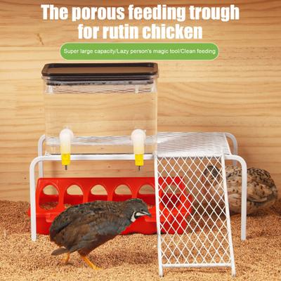 Comedero de Plástico con Tapa Abatible para Pollos Bandeja de Alimentación Pequeña para Aves de Corral con Agujeros Bebedero para Patitos Codornices Comedero de Canaleta sin Desperdicio para Aves Palomas Pollos