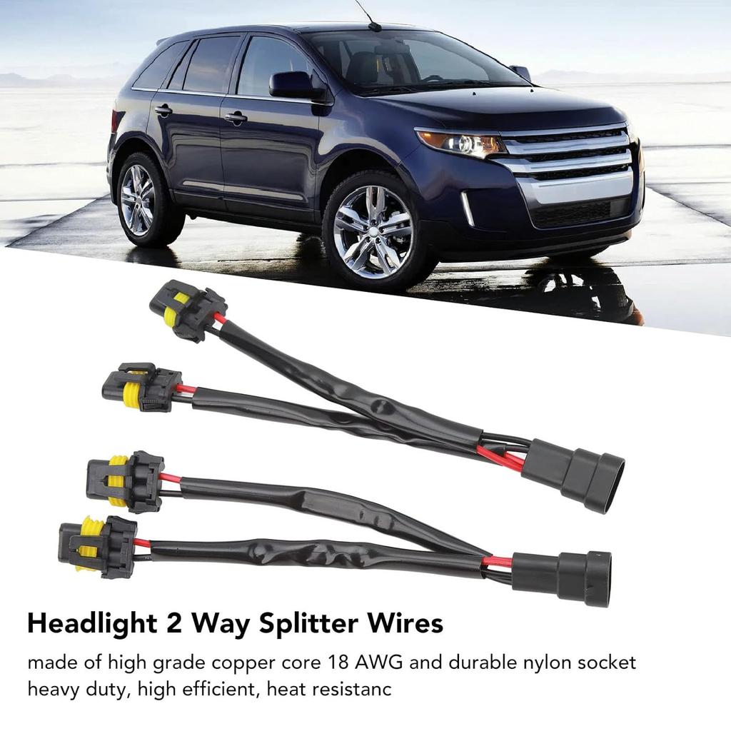 9005 9006 Male to Female Headlight Splitter Harness - Dual Output Wiring Adapter Kit for Truck LED Headlamp Retrofit