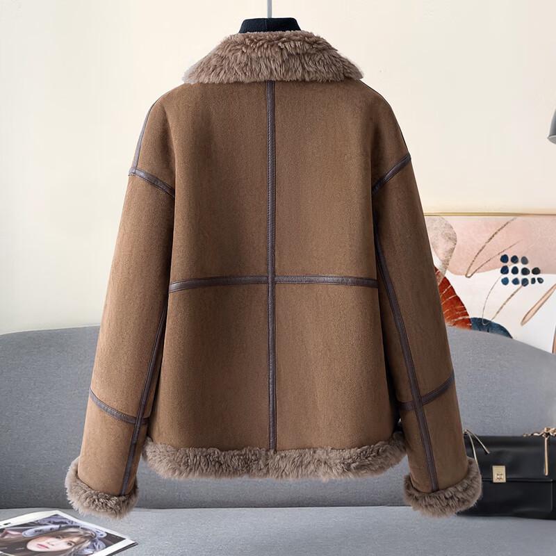 Sibaoshe Women's Lapel Faux Shearling Coat