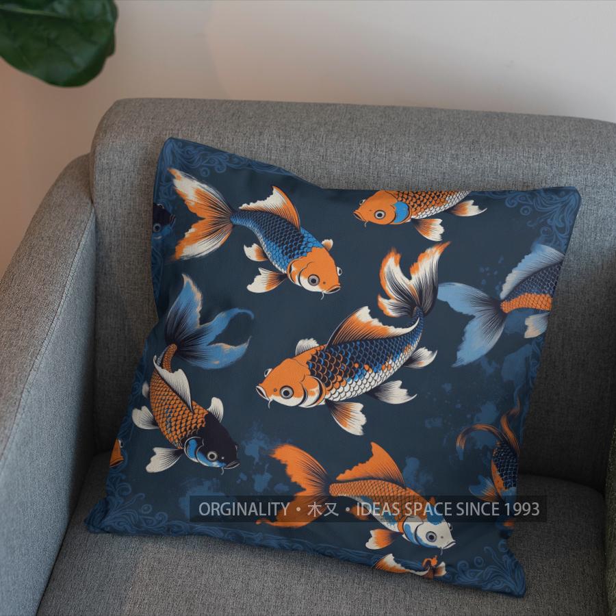 2D Colorful Fish Pattern Decorative Pillow Cover Pattern Cushion Cover Suitable For Sofa Bedroom Car Pillow Cover