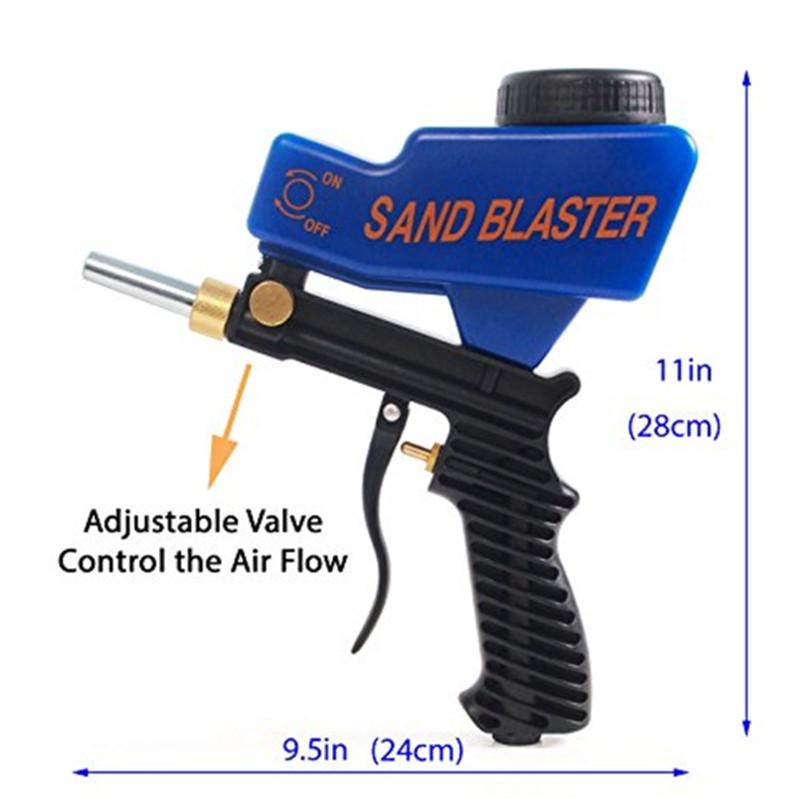 Real Shot 90psi Portable Gravity Sandblasting Gun Pneumatic Tool Small Sand Blasting Spray Gun Adjustable Sandblaster