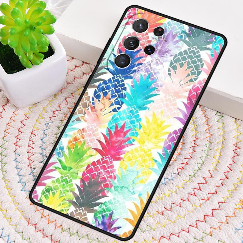 Hawaiian Tropical Neon Pineapple Silicone Phone Case For Samsung Galaxy Note 10 Pro S26 S25 S24 S23 S22 S21 Plus Ultra Cover