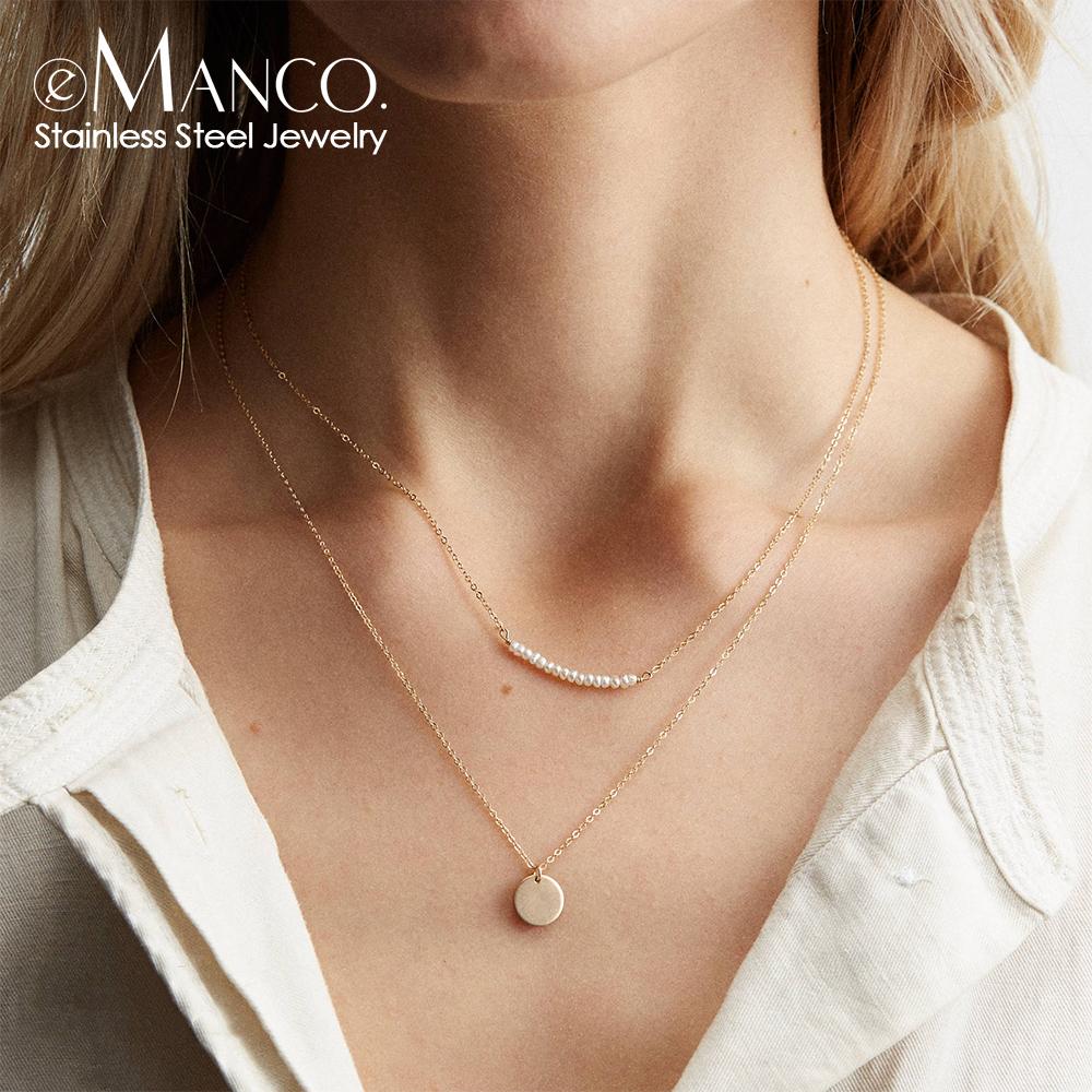 EMANCO Stainless Steel Twisted Chain Necklace Multilayer Gold Color Paper Clip Chain Square Chain Necklace Women Jewelry Choker