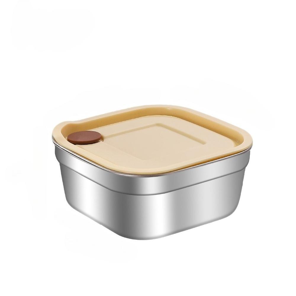 Square Lunch Box with Lid 304 Stainless Steel Sealed Bento Lunch Box Fruit Salad Food Container For Student Office Worker