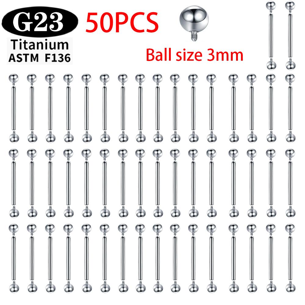 Implantatgrad Titan ASTM F136 Innengewinde Gerade Barbells Zungenring Ohrringe Piercing Schmuck Stange 2/5/50 Stück/Los
