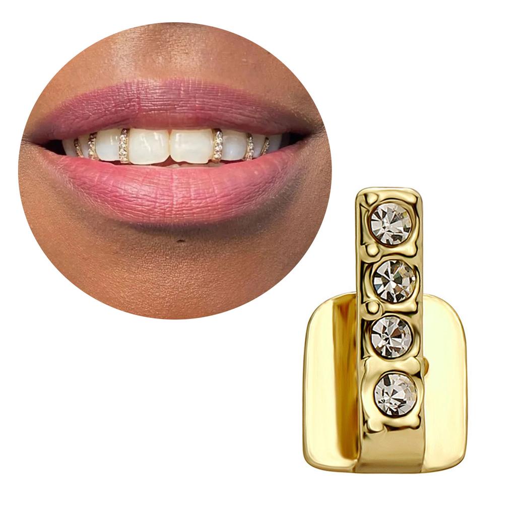Stylish Hollow Tooth Caps Vertical Bar Teeth Cap Teeth Grillz Braces Fashionable Dental Caps Unique Tooth Decorations