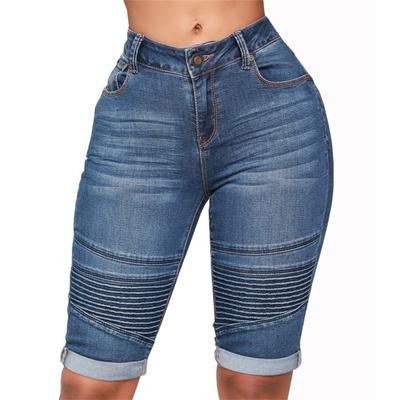 Röhrenjeans für Damen, hohe Taille, Stretch-Denim-Hose, Mom-Jeans, knielange Bleistifthose, lässige Komfort-Hose, Übergröße