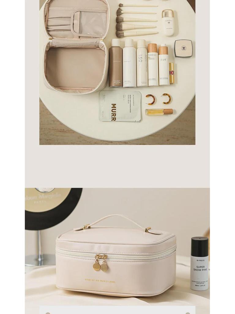 High-Value Large Capacity PU Travel Toiletry Bag - Portable, Waterproof, and Stylish Cosmetic Storage