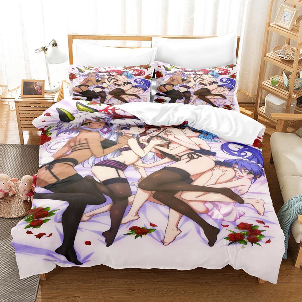 The Testament of Sister New Devil Bedding Set Cartoon Anime Three-piece Set Adult Kid Bedroom Duvetcover Sets 3D Bikini Girl Bed