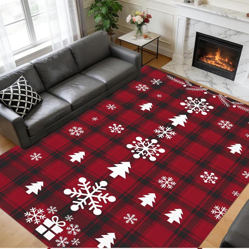 Alfombra Cuadrada Estampada Navideña Suave Antideslizante Para Dormitorio Regalo Navideño