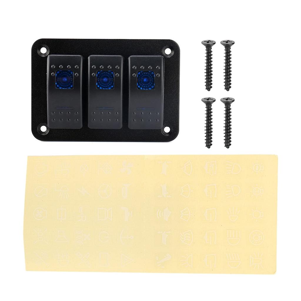 3 Reihen Wasserdichter Bootsschalter Wippschalter 12/24V LED Schalterpanel Wohnwagen LED Schaltung