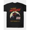 1pcMen'S Retro Mothman Graphic Cotton T-shirt - Casual Crew Neck With Stretch, All-season Comfort, Black With Red & White Print, Cotton, Machine
