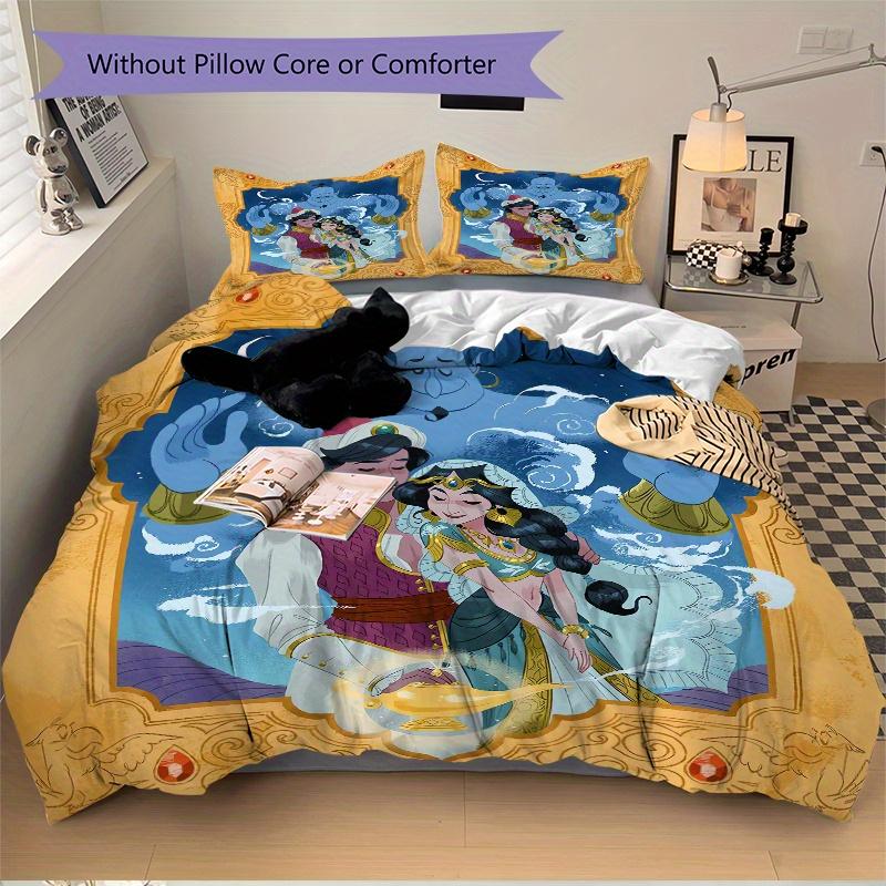 3pcs Aladdin and Princess Jasmine Print Cover Set Ultra Soft, Breathable, and Comfortable Bedding with Stylish Design for Bedroom and Guest Room