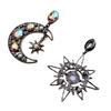 Fashion Crystal Water Drop Earrings With Moon Star Asymmetric Design For Women