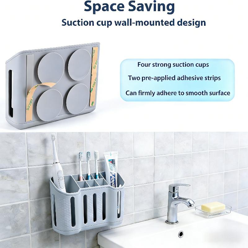 1pc Toothbrush Holders for Bathrooms, Electric Toothbrush, Shaver and Toothpaste Holder, Bathroom Organizer and Storage