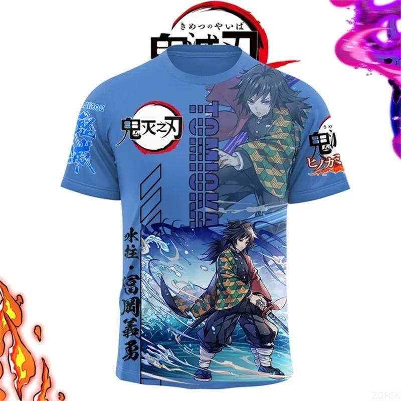 2024 Fashion Summer New 3D Cartoon Ghost Blade Anime Printed Short Sleeve Casual Loose Comfortable Round Neck T-shirt
