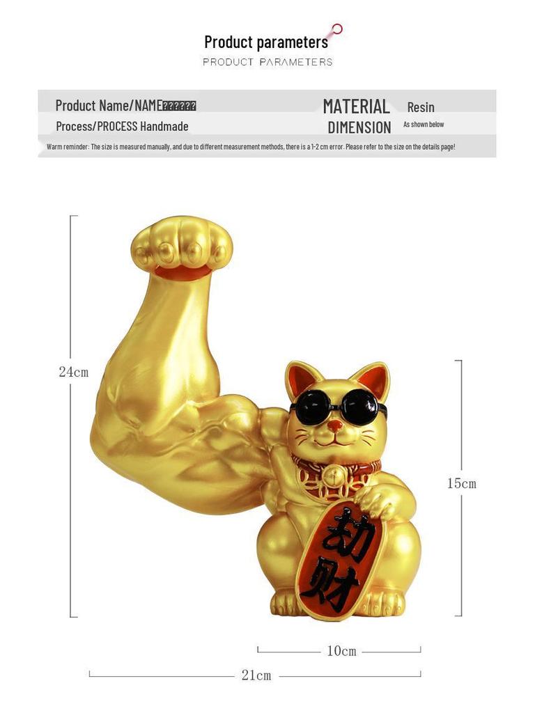 Robust Cat Figurine: Strong, Good Luck Welcoming Gift for Shops with Functional Cash Register Ornament
