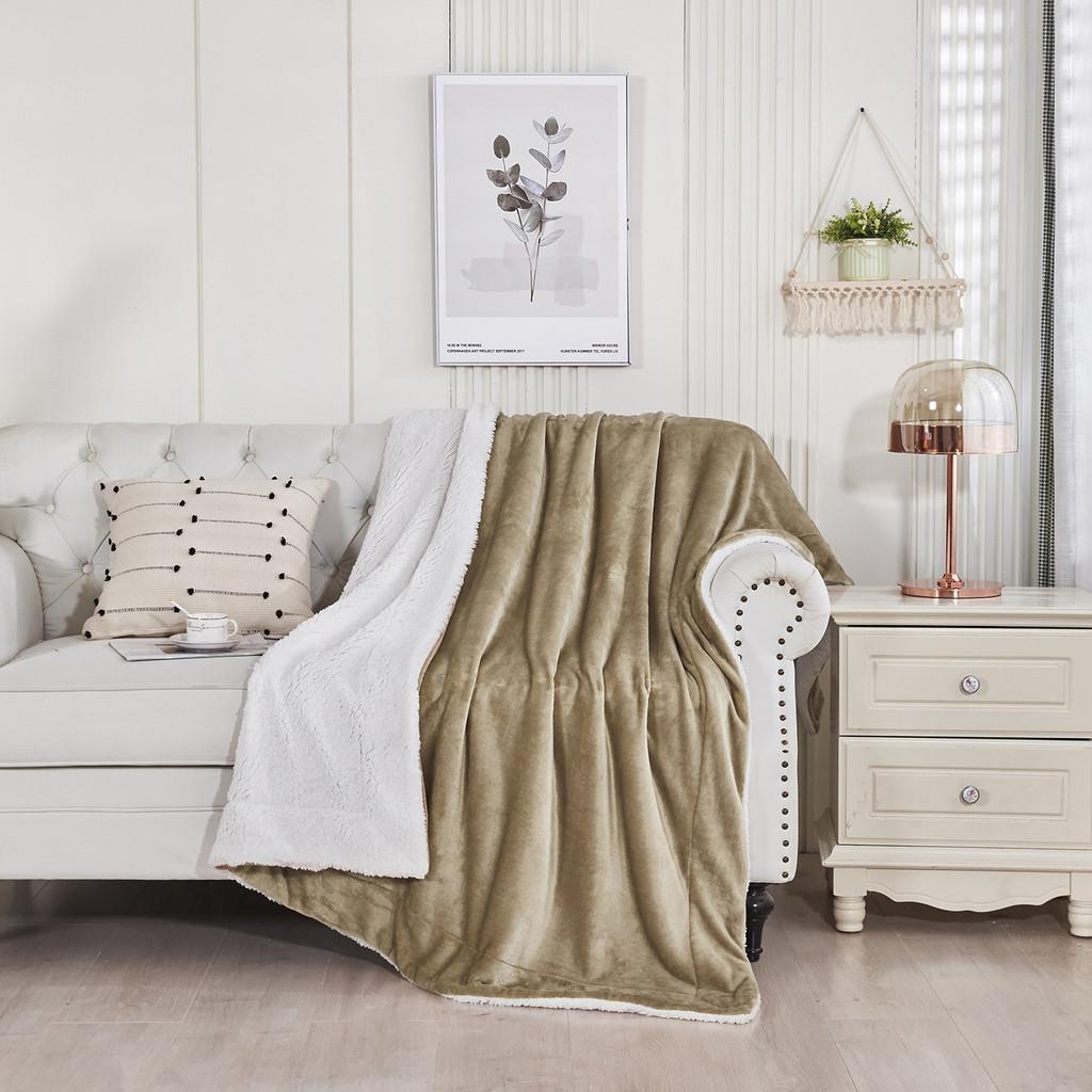 Thick Polyester Plush Fleece Blanket With Double Layer Warmth For Home Use Sleep