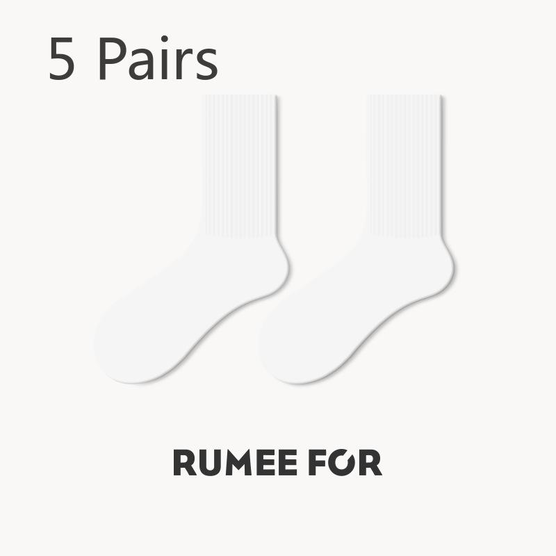 

5 пар женских весенних модных спортивных носков цвета конфеты 5 Pairs белый