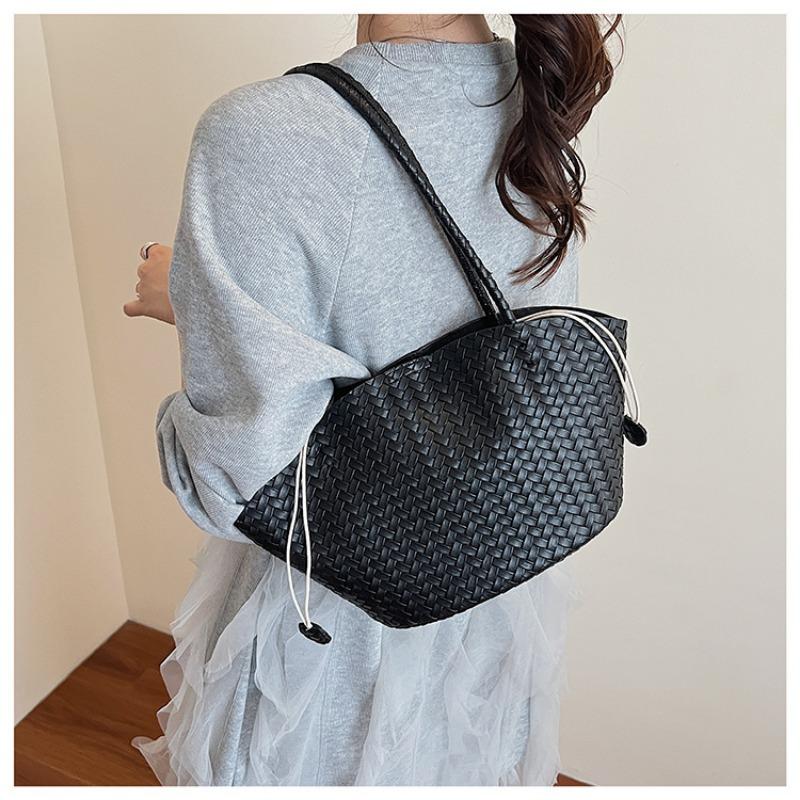 Large Capacity Woven Vegetable Basket Bag Women's Summer New Shoulder Underarm Mother Bag Commuter Tote Bag