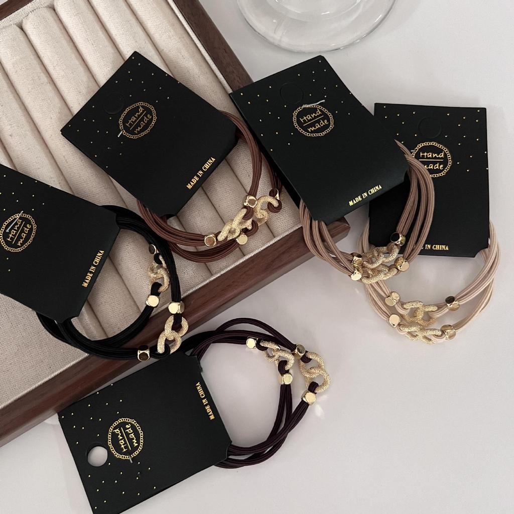 Korean Style Metal Buckle Double Strand Elastic Hair Tie Scrunchie