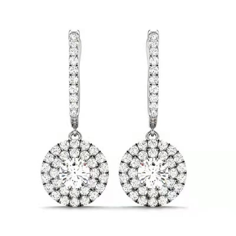 Hot-selling fully studded zircon women's earrings, elegant European and American INS trendy earrings, light luxury jewelry