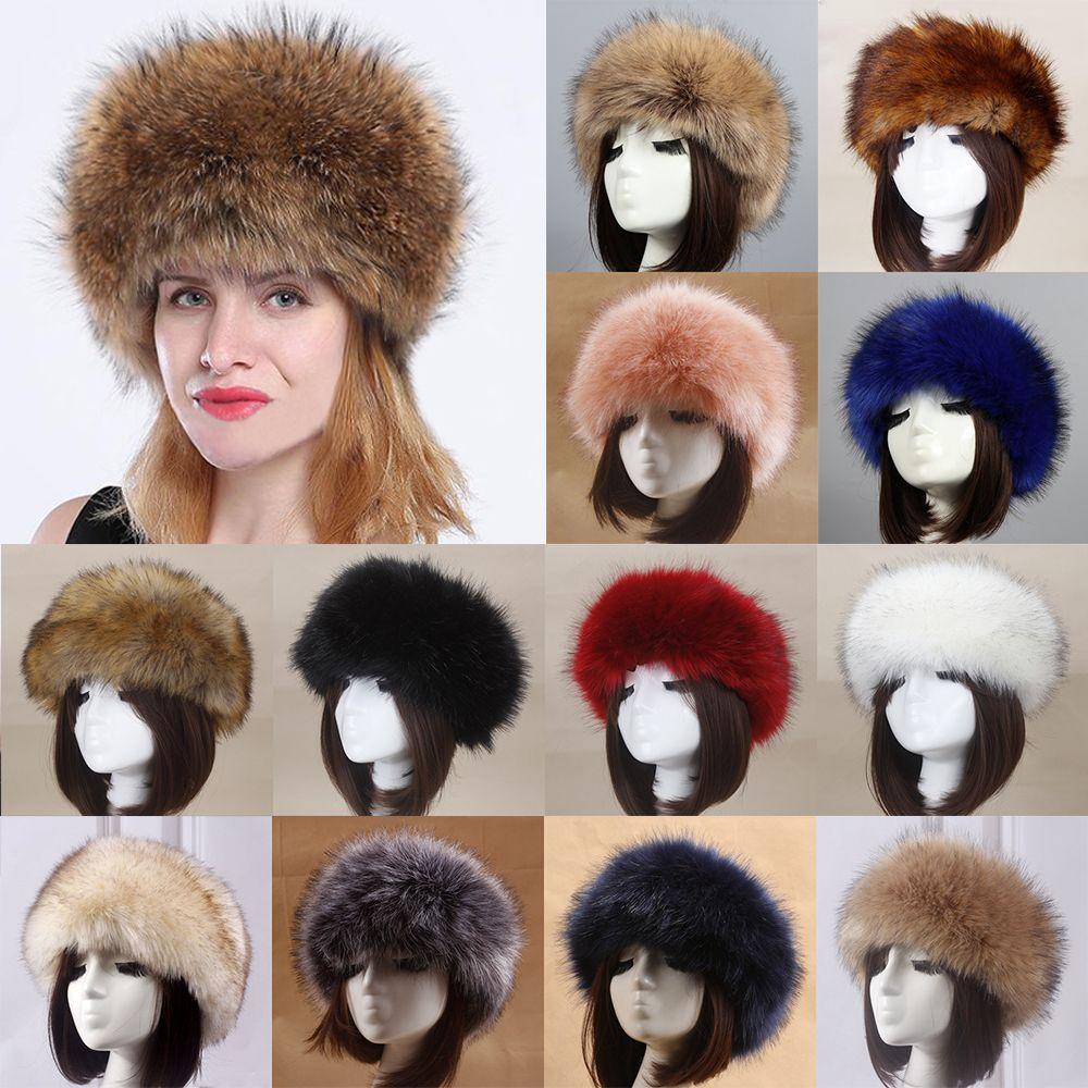 Outdoor Ski Hats Earwarmer Faux Fur Headband Hat Women Russian Cap Thick Fluffy