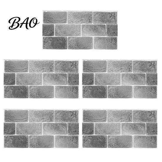 Retro Brick Pattern Wall Art 5Pcs Vintage Tile Stickers, Waterproof Oil?Proof Wallpaper, Peel Decorative Tiles for Home & Stick Backsplash
