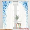 Digital Printed Curtains, Blue Leaf Weeping Branches Pattern, Stylish Window Treatment for Living Room Bedroom Decor