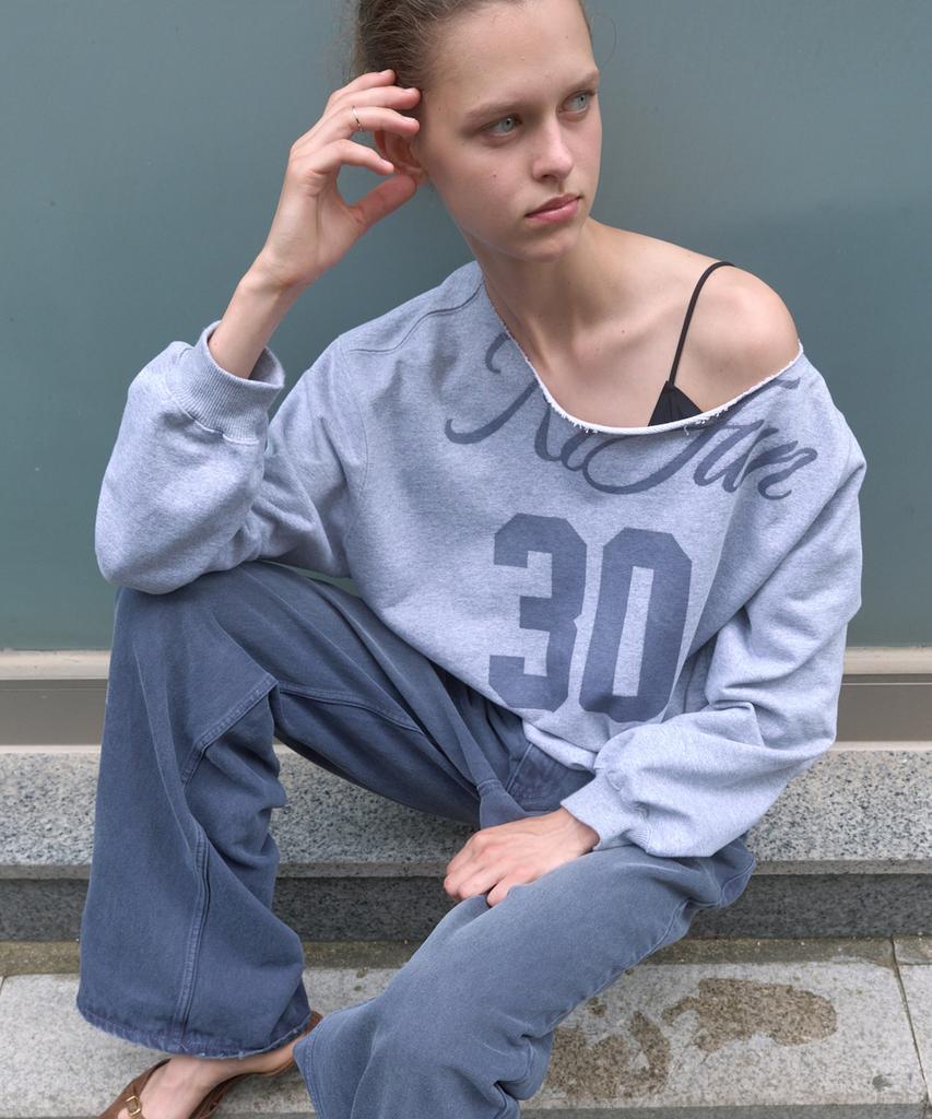 KIJUN 30 One-Shoulder Sweatshirt_Melange Gray