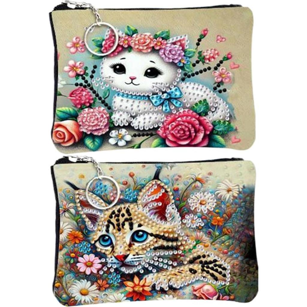 DIY Diamond Painting Bling Rhinestone Makeup Bag Zipper Closure Diamond Dot Diamond Card Pack Large Capacity for Home Decor Gift