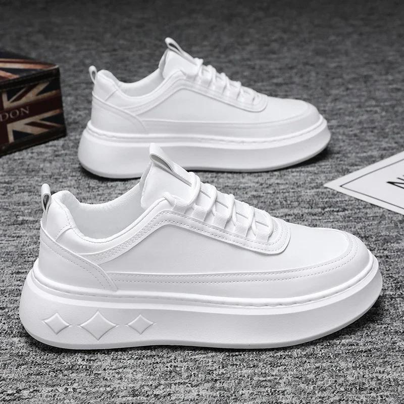 White Men Skateboarding Shoes Outdoor Running Sneakers Platform Casual Shoes Breathable Mens Sports Shoes Light Walking Shoes