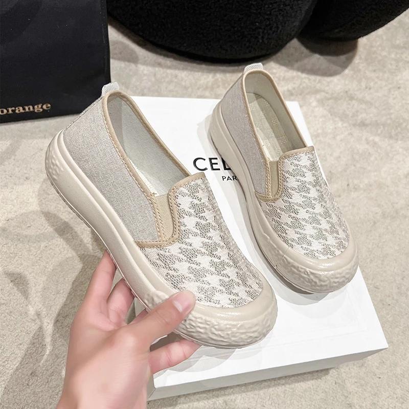 Shoes Women Breathable Fisherman Shoes Shallow Mouth Flat Bottom Casual Hundred Thick Bottom Canvas Shoes Women